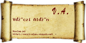 Váczi Alán névjegykártya